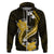 Gold Polynesian Pattern With Tropical Flowers Hoodie LT05 Zip Hoodie Gold - Polynesian Pride