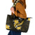 Gold Polynesian Pattern With Tropical Flowers Leather Tote Bag LT05 Gold - Polynesian Pride