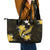 Gold Polynesian Pattern With Tropical Flowers Leather Tote Bag LT05 - Polynesian Pride