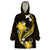 Gold Polynesian Pattern With Tropical Flowers Wearable Blanket Hoodie LT05 One Size Gold - Polynesian Pride