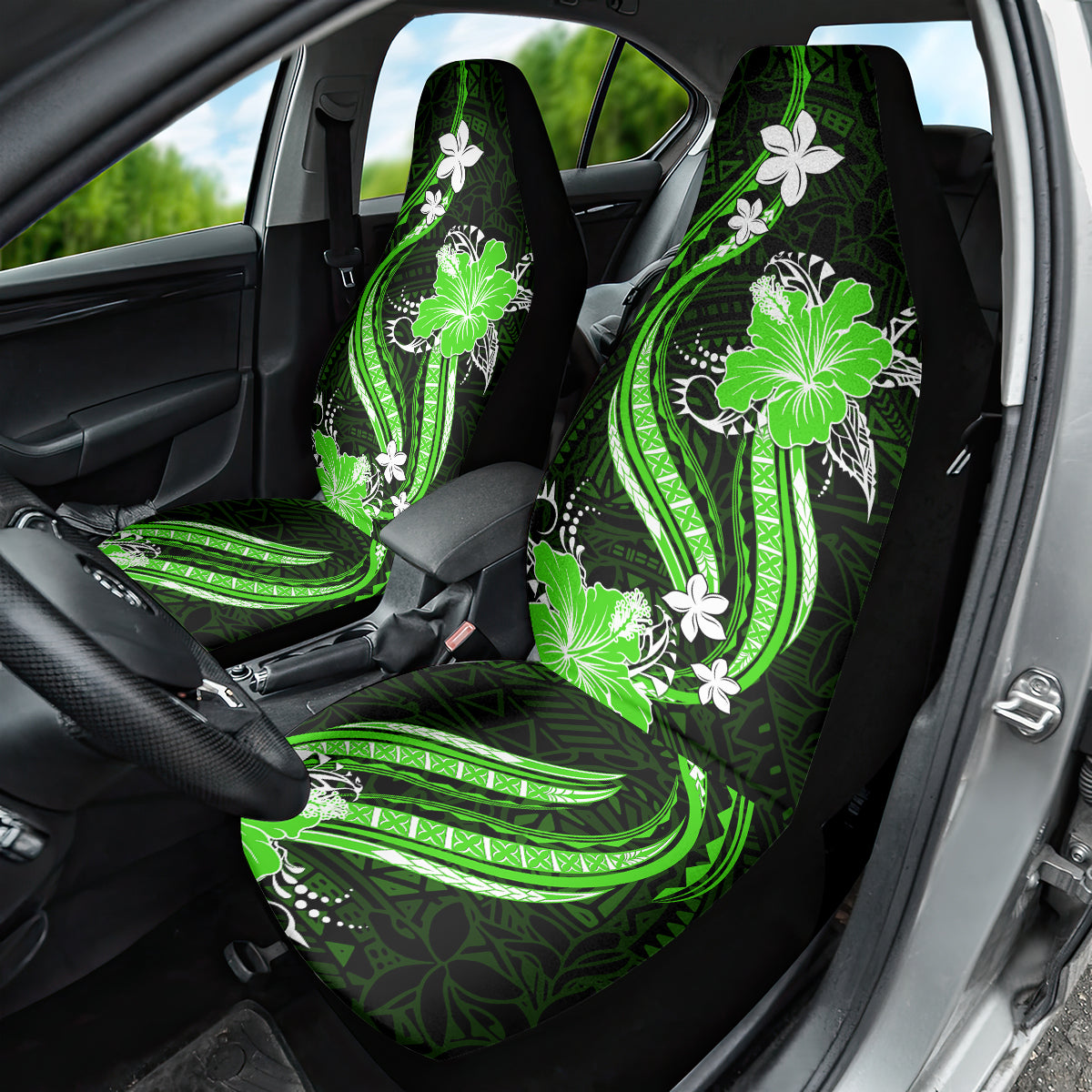 Green Polynesian Pattern With Tropical Flowers Car Seat Cover LT05 - Polynesian Pride