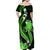 Green Polynesian Pattern With Tropical Flowers Family Matching Off Shoulder Maxi Dress and Hawaiian Shirt LT05 - Polynesian Pride