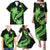 Green Polynesian Pattern With Tropical Flowers Family Matching Puletasi Dress and Hawaiian Shirt LT05 - Polynesian Pride