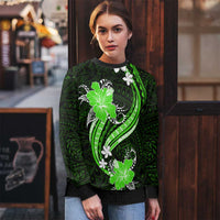 Green Polynesian Pattern With Tropical Flowers Ugly Christmas Sweater LT05 - Polynesian Pride