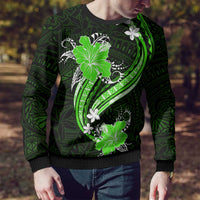 Green Polynesian Pattern With Tropical Flowers Ugly Christmas Sweater LT05 - Polynesian Pride
