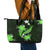 Green Polynesian Pattern With Tropical Flowers Leather Tote Bag LT05 - Polynesian Pride