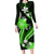 Green Polynesian Pattern With Tropical Flowers Long Sleeve Bodycon Dress LT05 Long Dress Green - Polynesian Pride