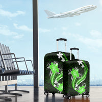 Green Polynesian Pattern With Tropical Flowers Luggage Cover LT05 - Polynesian Pride