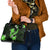 Green Polynesian Pattern With Tropical Flowers Shoulder Handbag LT05 - Polynesian Pride