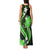 Green Polynesian Pattern With Tropical Flowers Tank Maxi Dress LT05 - Polynesian Pride