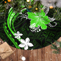 Green Polynesian Pattern With Tropical Flowers Tree Skirt LT05 - Polynesian Pride