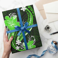 Green Polynesian Pattern With Tropical Flowers Wrapping Paper LT05 - Polynesian Pride
