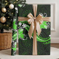 Green Polynesian Pattern With Tropical Flowers Wrapping Paper LT05 - Polynesian Pride