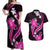 Pink Polynesian Pattern With Tropical Flowers Couples Matching Off Shoulder Maxi Dress and Hawaiian Shirt LT05 Pink - Polynesian Pride