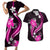 Pink Polynesian Pattern With Tropical Flowers Couples Matching Short Sleeve Bodycon Dress and Hawaiian Shirt LT05 Pink - Polynesian Pride