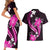 Pink Polynesian Pattern With Tropical Flowers Couples Matching Short Sleeve Bodycon Dress and Hawaiian Shirt LT05 - Polynesian Pride