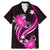 Pink Polynesian Pattern With Tropical Flowers Family Matching Mermaid Dress and Hawaiian Shirt LT05 Dad's Shirt - Short Sleeve Pink - Polynesian Pride