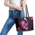 Pink Polynesian Pattern With Tropical Flowers Leather Tote Bag LT05 - Polynesian Pride