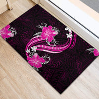 Pink Polynesian Pattern With Tropical Flowers Rubber Doormat LT05 - Polynesian Pride