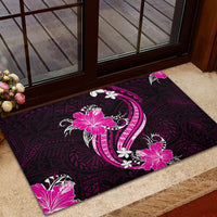 Pink Polynesian Pattern With Tropical Flowers Rubber Doormat LT05 - Polynesian Pride