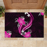 Pink Polynesian Pattern With Tropical Flowers Rubber Doormat LT05 - Polynesian Pride