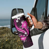 Pink Polynesian Pattern With Tropical Flowers Tumbler With Handle LT05 - Polynesian Pride