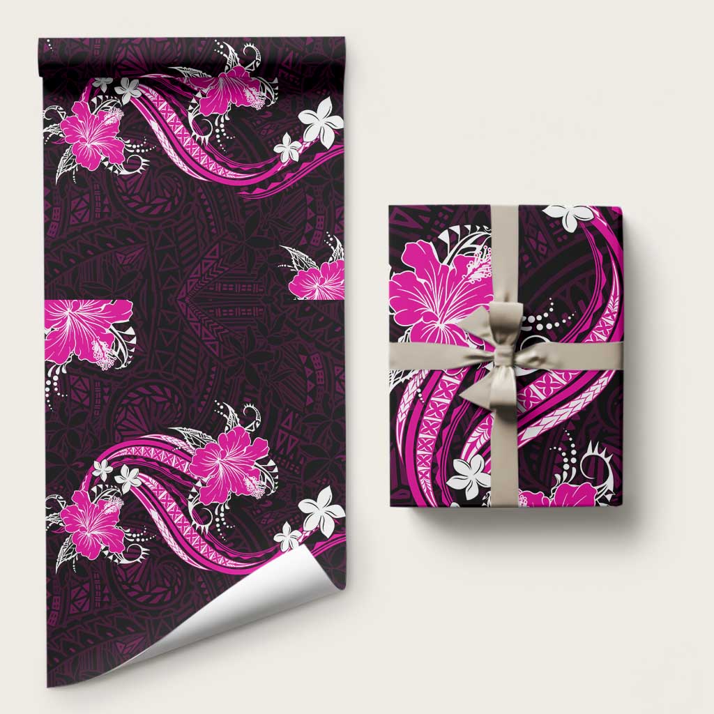 Pink Polynesian Pattern With Tropical Flowers Wrapping Paper LT05 58" × 23" Pink - Polynesian Pride