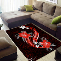 Red Polynesian Pattern With Tropical Flowers Area Rug LT05 - Polynesian Pride