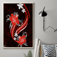Red Polynesian Pattern With Tropical Flowers Canvas Wall Art LT05 - Polynesian Pride
