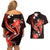 Red Polynesian Pattern With Tropical Flowers Couples Matching Off Shoulder Short Dress and Hawaiian Shirt LT05 - Polynesian Pride