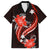 Red Polynesian Pattern With Tropical Flowers Family Matching Puletasi Dress and Hawaiian Shirt LT05 Dad's Shirt - Short Sleeve Red - Polynesian Pride