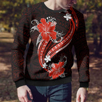 Red Polynesian Pattern With Tropical Flowers Ugly Christmas Sweater LT05 - Polynesian Pride