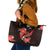 Red Polynesian Pattern With Tropical Flowers Leather Tote Bag LT05 Red - Polynesian Pride