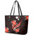 Red Polynesian Pattern With Tropical Flowers Leather Tote Bag LT05 - Polynesian Pride