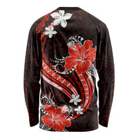 Red Polynesian Pattern With Tropical Flowers Long Sleeve Shirt LT05 - Polynesian Pride