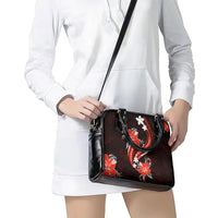 Red Polynesian Pattern With Tropical Flowers Shoulder Handbag LT05 - Polynesian Pride