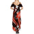 Red Polynesian Pattern With Tropical Flowers Summer Maxi Dress LT05 - Polynesian Pride