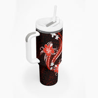 Red Polynesian Pattern With Tropical Flowers Tumbler With Handle LT05 - Polynesian Pride