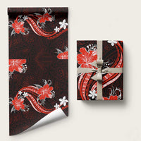 Red Polynesian Pattern With Tropical Flowers Wrapping Paper LT05 58" × 23" Red - Polynesian Pride