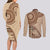 Samoa Siapo Pattern Simple Style Couples Matching Long Sleeve Bodycon Dress and Long Sleeve Button Shirt LT05 - Polynesian Pride