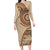 Samoa Siapo Pattern Simple Style Family Matching Long Sleeve Bodycon Dress and Hawaiian Shirt LT05 Mom's Dress Brown - Polynesian Pride