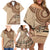 Samoa Siapo Pattern Simple Style Family Matching Off Shoulder Short Dress and Hawaiian Shirt LT05 - Polynesian Pride