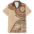 Samoa Siapo Pattern Simple Style Family Matching Off Shoulder Short Dress and Hawaiian Shirt LT05 Dad's Shirt - Short Sleeve Brown - Polynesian Pride