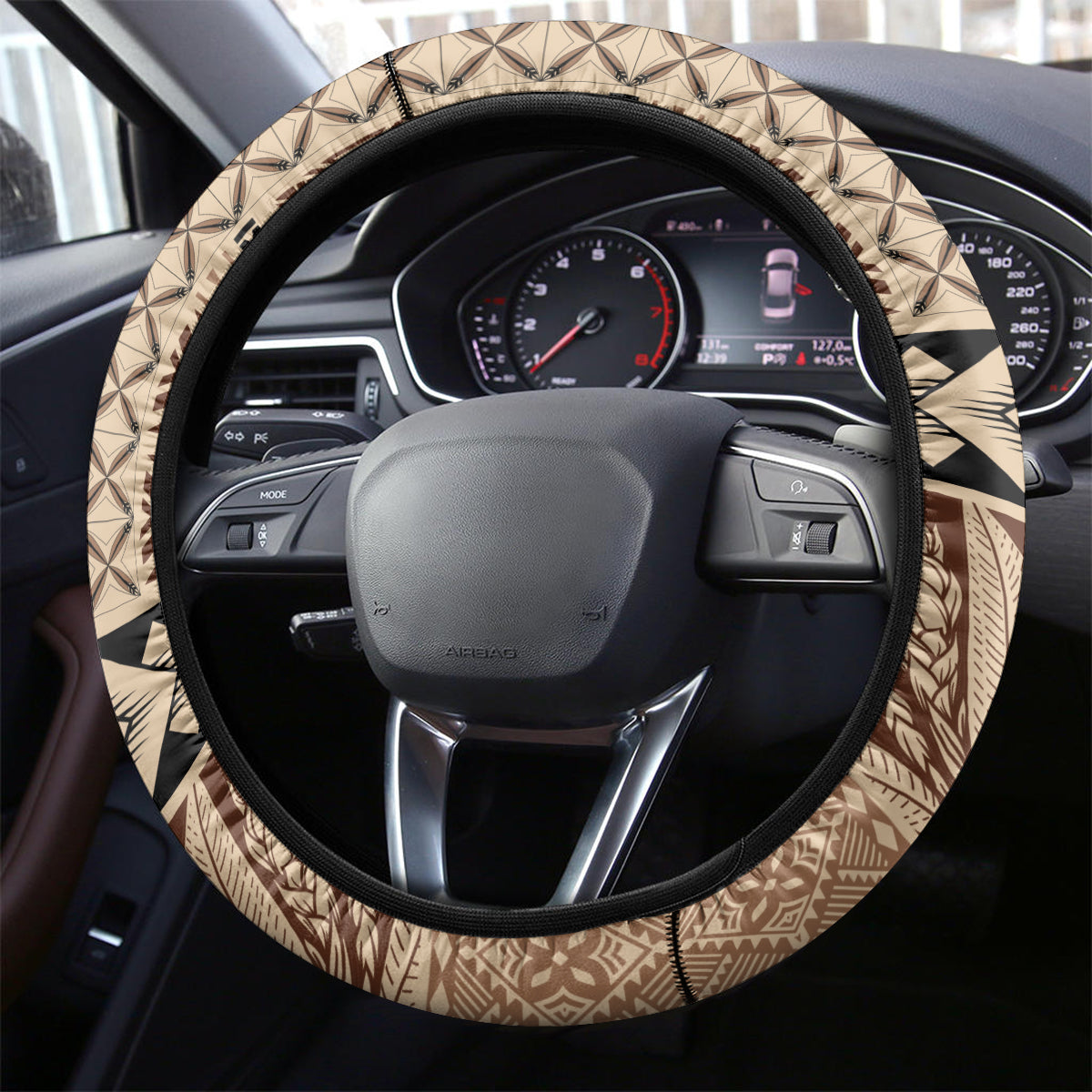 Samoa Siapo Pattern Simple Style Steering Wheel Cover LT05 - Polynesian Pride
