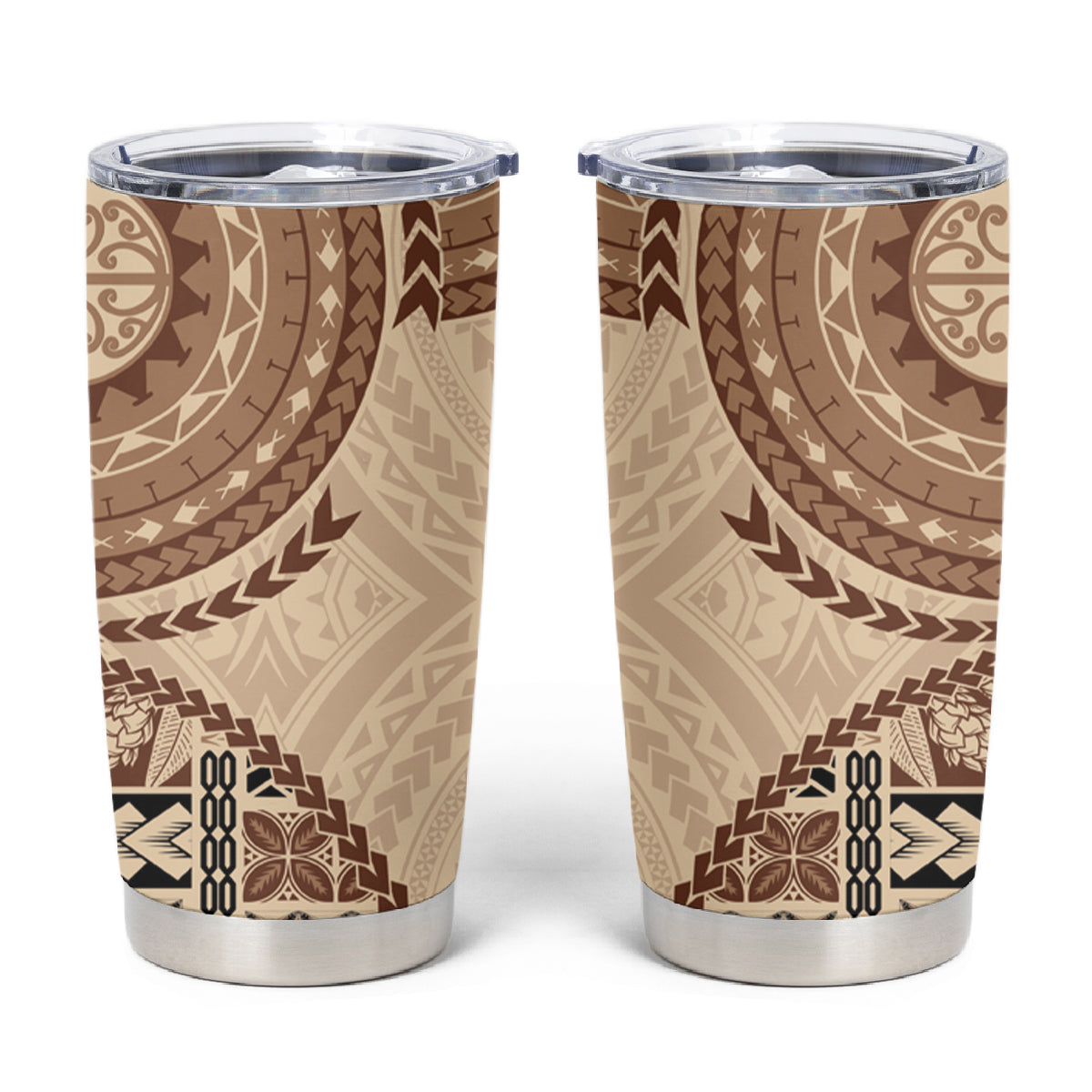 Samoa Siapo Pattern Simple Style Tumbler Cup LT05 Brown - Polynesian Pride