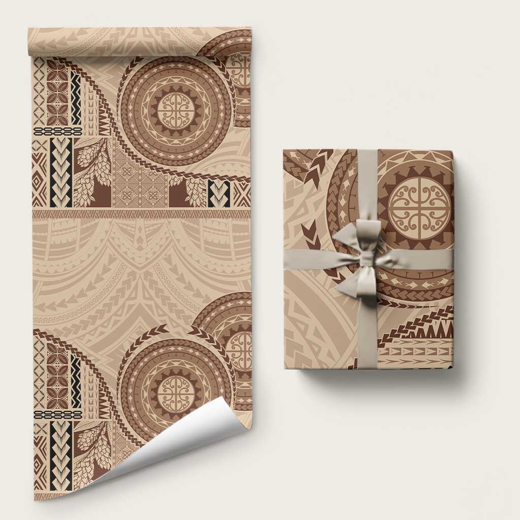 Samoa Siapo Pattern Simple Style Wrapping Paper LT05 58" × 23" Brown - Polynesian Pride
