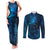 New Zealand Matariki Couples Matching Tank Maxi Dress and Long Sleeve Button Shirt Maori New Year LT05 Blue - Polynesian Pride