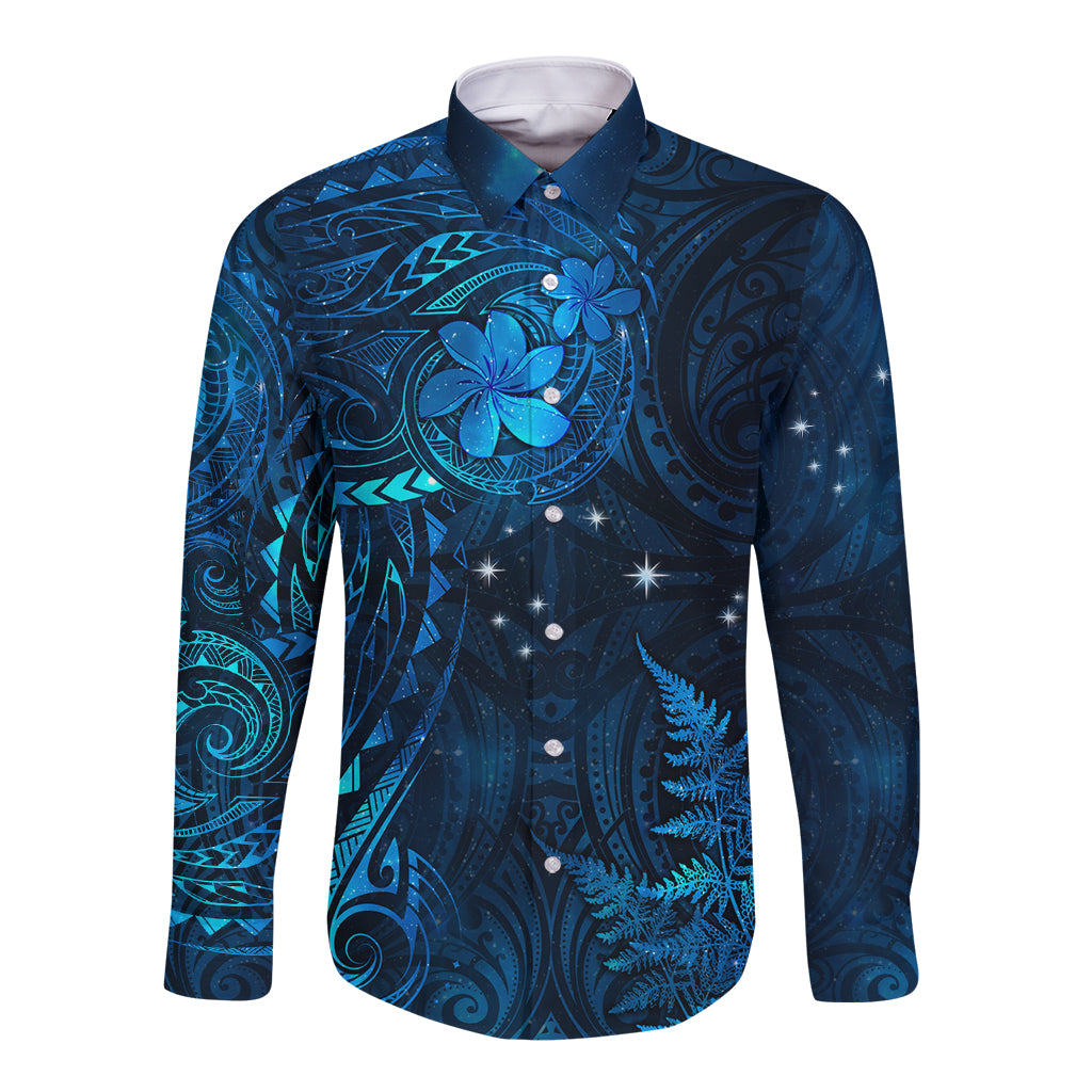 New Zealand Matariki Long Sleeve Button Shirt Maori New Year LT05 Unisex Blue - Polynesian Pride