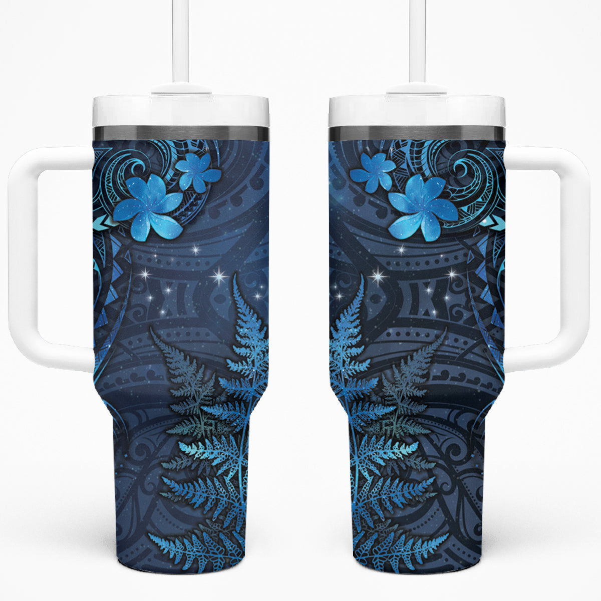 New Zealand Matariki Tumbler With Handle Maori New Year LT05 One Size: 40 oz Blue - Polynesian Pride