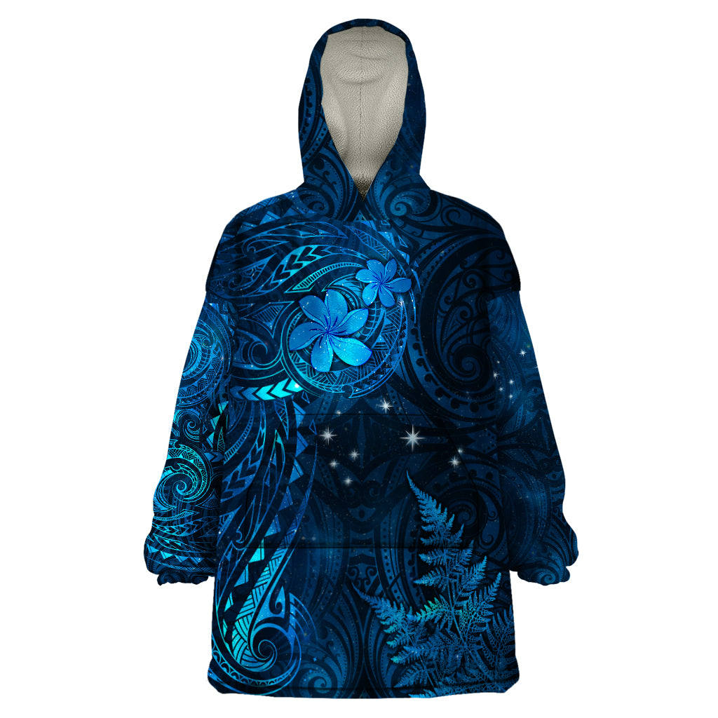 New Zealand Matariki Wearable Blanket Hoodie Maori New Year LT05 One Size Blue - Polynesian Pride